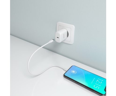 AISENS Cargador GaN 30W, 1xUSB-C PD3.0, Blanco