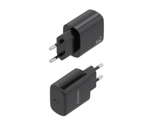 AISENS Cargador GaN 30W, 1xUSB-C PD3.0, Negro