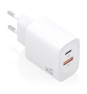 AISENS Cargador GaN 30W, 1xUSB-C PD3.0 QC4.0, 1xUSB-A QC3.0, Blanco