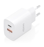 AISENS Cargador GaN 30W, 1xUSB-C PD3.0 QC4.0, 1xUSB-A QC3.0, Blanco