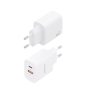 AISENS Cargador GaN 30W, 1xUSB-C PD3.0 QC4.0, 1xUSB-A QC3.0, Blanco