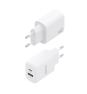 AISENS Cargador GaN 30W, 1xUSB-C PD3.0 QC4.0, 1xUSB-A QC3.0, Blanco