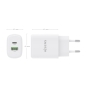 AISENS Cargador GaN 30W, 1xUSB-C PD3.0 QC4.0, 1xUSB-A QC3.0, Blanco