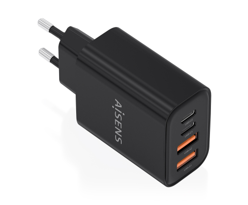 AISENS Cargador GaN 32W, 2xUSB-C PD3.0, 2xUSB-A, Negro
