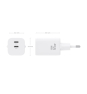 AISENS Cargador GaN 65W, 2xUSB-C PD3.0 QC4.0, Blanco