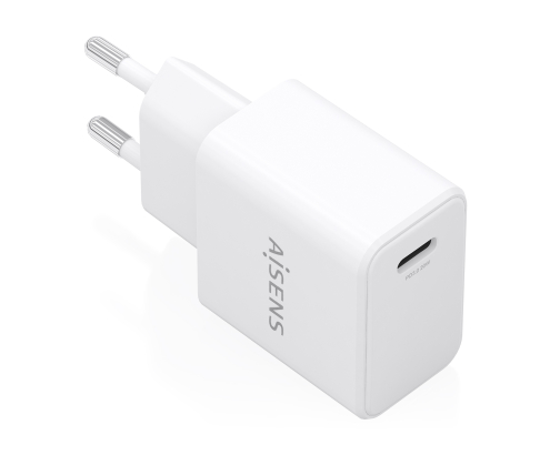 AISENS Cargador GaN USB-C PD3.0 1xUSB-C 20W, Blanco