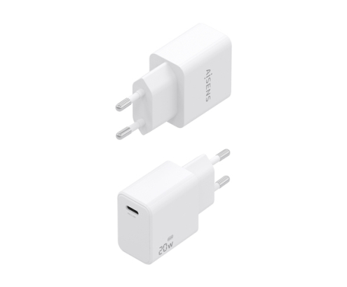 AISENS Cargador GaN USB-C PD3.0 1xUSB-C 20W, Blanco