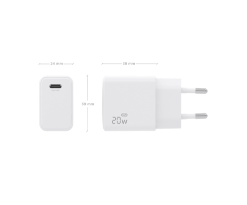 AISENS Cargador GaN USB-C PD3.0 1xUSB-C 20W, Blanco
