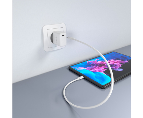 AISENS Cargador GaN USB-C PD3.0 1xUSB-C 20W, Blanco