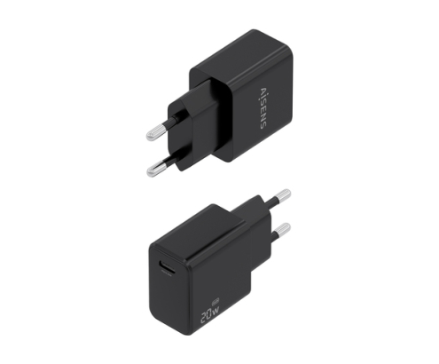 AISENS Cargador GaN USB-C PD3.0 1xUSB-C 20W, Negro