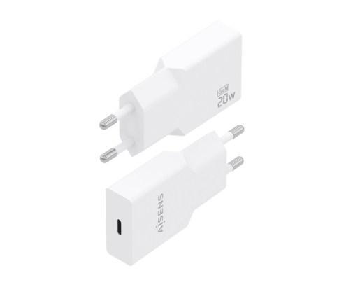 AISENS Cargador Ultra Delgado GaN 20W, 1xUSB-C PD3.0, Blanco