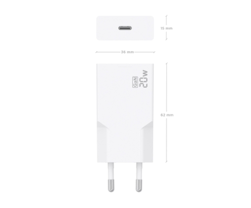 AISENS Cargador Ultra Delgado GaN 20W, 1xUSB-C PD3.0, Blanco