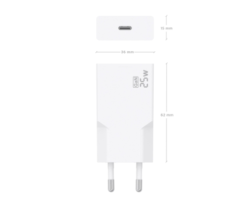 AISENS Cargador Ultra Delgado GaN 25W, 1xUSB-C PD3.0, Blanco