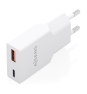 AISENS Cargador Ultra Delgado GaN 25W, 1xUSB-C PD3.0 QC4.0, 1xUSB-A QC3.0, Blanco