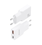 AISENS Cargador Ultra Delgado GaN 25W, 1xUSB-C PD3.0 QC4.0, 1xUSB-A QC3.0, Blanco