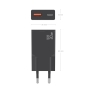 AISENS Cargador Ultra Delgado GaN 30W, 1xUSB-C PD3.0 QC4.0, 1xUSB-A QC3.0, Negro