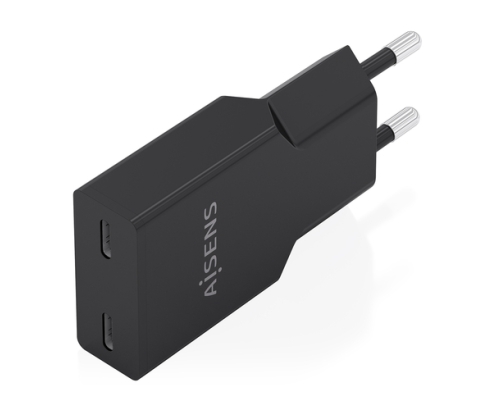 AISENS Cargador Ultra Delgado GaN 30W, 2xUSB-C PD3.0, Negro