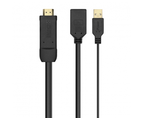 AISENS Conversor Activo HDMI 2.0 + USB Alim. a DISPLAYPORT V1.2, HDMI/M-USB/M-DP/H, Negro, 10CM