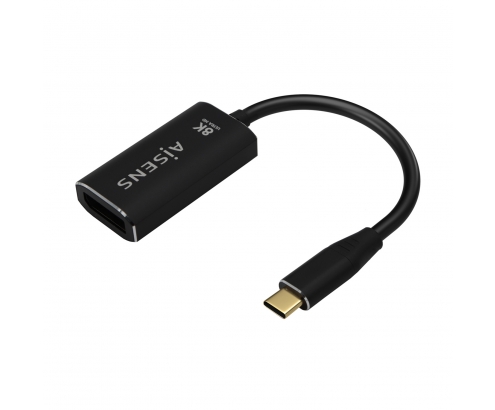 AISENS Conversor Aluminio USB-C a Displayport 8K@60Hz, USB-C/M-DP/H, Negro, 15cm