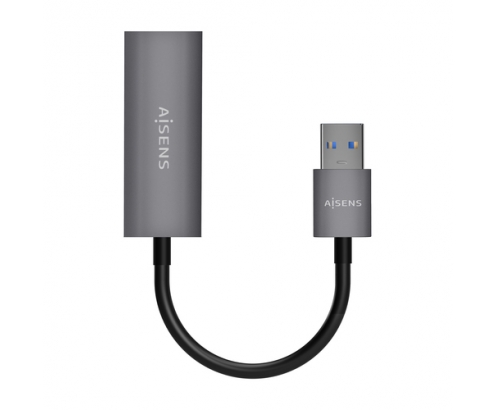 AISENS Conversor USB 3.0 A Ethernet Gigabit 10/100/1000 Mbps, Gris, 15cm