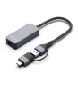 AISENS Conversor USB3.2 Gen1 USB-A+USB-C a Ethernet 2.5G 10/100/1000/2500 Mbps, Gris, 15cm