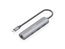 AISENS Dock USB-C A Ethernet Gigabit + Hub 1xUSB-C+2xUSB-A, Gris, 15cm
