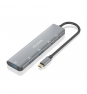 AISENS Hub USB 3.2 Gen1 5G USB-C, USB-C/M-1xUSB-C PD100W/H-1xUSB-C/H-3xUSB-A/H, Gris, 15cm