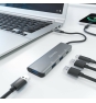 AISENS Hub USB 3.2 Gen2 10G USB-C, USB-C/M-1xUSB-C/H-3xUSB-A/H, Gris, 15 cm