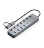 AISENS Hub USB3.1 Gen1 USB-C USB-A, USB-C/M+USB-A/M-4xUSB-A/H+3xUSB-C/H+1xUSB-C/H ALIM., Gris, 30cm