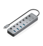 AISENS Hub USB3.2 Gen2 10G USB-C, USB-C/M-4xUSB-A/H+3xUSB-C/H+1xUSB-C/H PD3.0 100W, Gris, 30cm