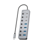 AISENS Hub USB3.2 Gen2 10G USB-C, USB-C/M-4xUSB-A/H+3xUSB-C/H+1xUSB-C/H PD3.0 100W, Gris, 30cm