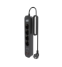 AISENS Regleta de Enchufes Multifuncion con 4 Tomas + Cargador PD3.0 20W 2xUSB-C, 2xUSB-A, 1.4m, Negro