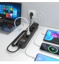 AISENS Regleta de Enchufes Multifuncion con 4 Tomas + Cargador PD3.0 20W 2xUSB-C, 2xUSB-A, 1.4m, Negro