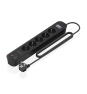AISENS Regleta de Enchufes Multifuncion con 5 Tomas + Cargador PD3.0 20W 2xUSB-C, 2xUSB-A, 1.4m, Negro