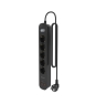 AISENS Regleta de Enchufes Multifuncion con 5 Tomas + Cargador PD3.0 20W 2xUSB-C, 2xUSB-A, 1.4m, Negro