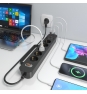 AISENS Regleta de Enchufes Multifuncion con 5 Tomas + Cargador PD3.0 20W 2xUSB-C, 2xUSB-A, 1.4m, Negro