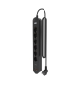 AISENS Regleta de Enchufes Multifuncion con 6 Tomas + Cargador PD3.0 20W 2xUSB-C, 2xUSB-A, 1.4m, Negro