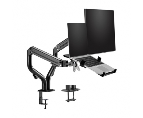 AISENS Soporte de Mesa Contrapeso Giratorio e Inclinable para Portatil y Monitor/TV 8Kg de 17-32, Negro