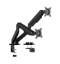 AISENS Soporte de Mesa Eco Contrapeso Giratorio e Inclinable para Monitor/TV 9kg (3 Pivotes, 2 Brazos) de 17-32, Negro
