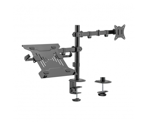 AISENS Soporte de Mesa Giratorio e Inclinable para Portatil y Monitor/TV 9Kg de 17-32, Negro