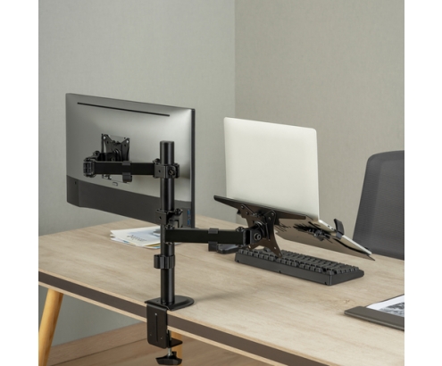 AISENS Soporte de Mesa Giratorio e Inclinable para Portatil y Monitor/TV 9Kg de 17-32, Negro