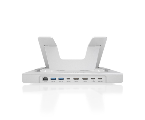 AISENS Soporte de Sobremesa Ajustable para Portatil / Tablet con USB-C Docking 7 en 1, Gris