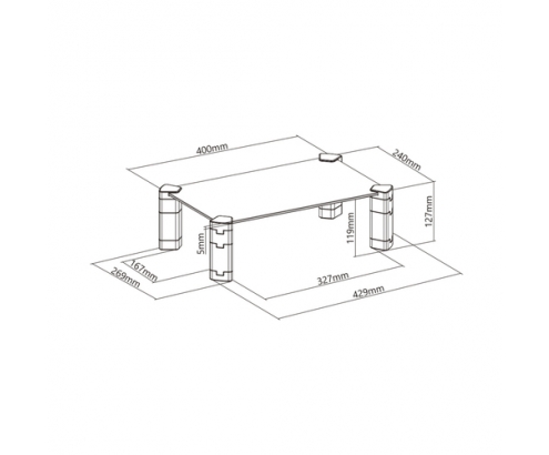 AISENS Soporte Elevador Cristal para Monitor/Portátil, Negro