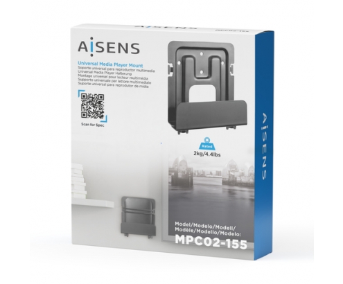 AISENS Soporte Universal De Pared Para Mini Pc, Router, Negro