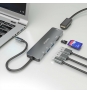 AISENS USB-C Dock 6 EN 1, USB-C a 1xHDMI, 2xUSB-A, 1xUSB-C PD 100W, 1xSD, 1xMicro SD, Gris, 15cm