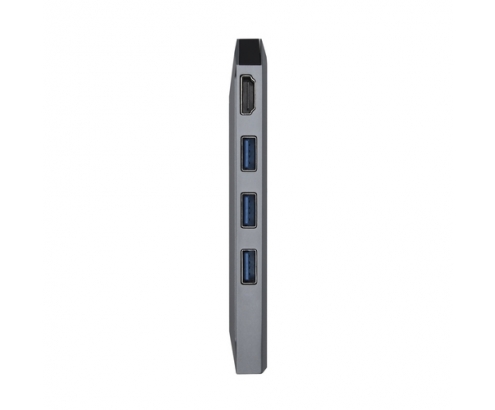 AISENS USB-C dock 8 en 1, USB-C a 1xHDMI, 1xRJ45, 3xUSB, 1xPD, 1xSD, 1xMicroSD, Gris, 15 cm