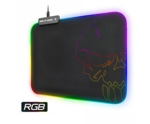 ALFOMBRILLA SPIRIT OF GAMER SKULL RGB GAMING M BORDE RETROILUMINADO BASE CON TEXTURA ANTIDESLIZANTE 10 MODOS LED SOG-PADMRGB