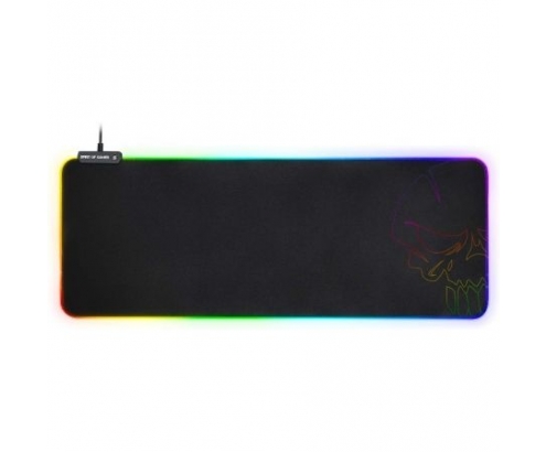 ALFOMBRILLA SPIRIT OF GAMER SKULL RGB GAMING XXL BORDE RETROILUMINADO BASE CON TEXTURA ANTIDESLIZANTE 10 MODOS LED SOG-PADXXRGB