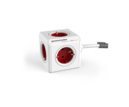 Allocacoc PowerCube base múltiple 3 m 1 salidas AC Interior Rojo, Blanco