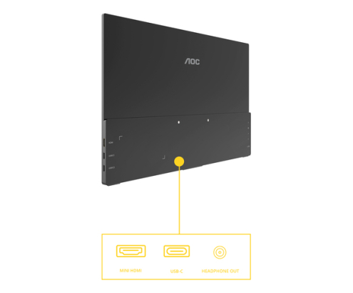 AOC 16T20E2 monitor o TV portátil Monitor portátil Negro 39,6 cm (15.6